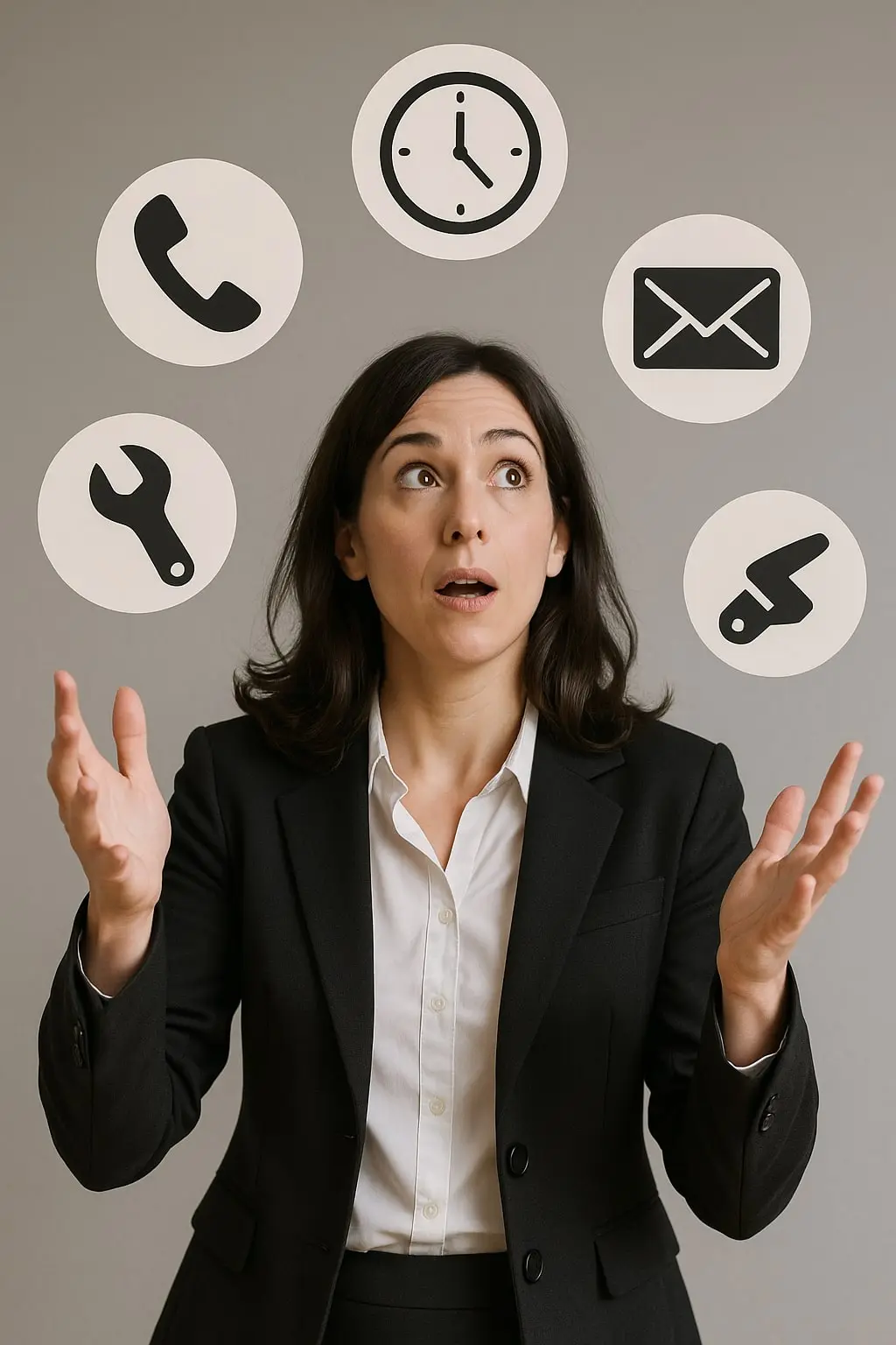 Woman Business Owner Juggling a lot of tasks.